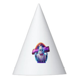 Retro Niedliche Halloween-Ghost-Artwork - Neon Partyhütchen