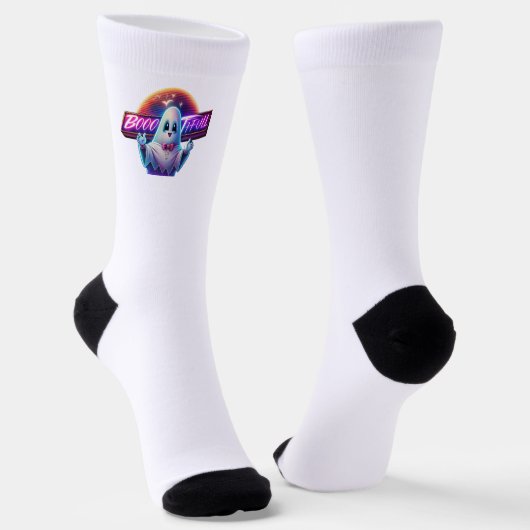 Retro Niedliche Halloween-Ghost-Artwork - Neon Socken (Gewinkelt)