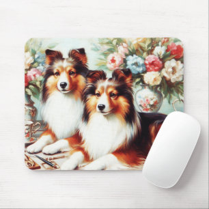 Retro Niedliche Hunde Ölgemälde Mousepad