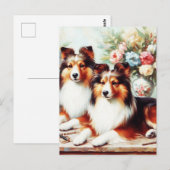 Retro Niedliche Hunde Ölgemälde Postkarte (Vorne/Hinten)