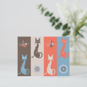 Retro Niedliche Kätzchen Mitte Jahrhundert Katzenb Postkarte (Stehend Vorderseite)