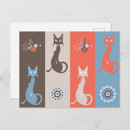 Retro Niedliche Kätzchen Mitte Jahrhundert Katzenb Postkarte (Vorne/Hinten)