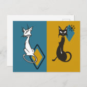 Retro Niedliche Kätzchen Mittelalterliche Katze Postkarte (Vorne/Hinten)