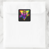 Retro Niedliche Katze Quadratischer Aufkleber (Tasche)