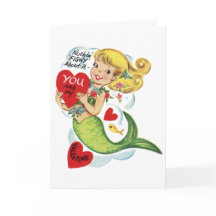 Retro Niedliche Mermaid Valentines Card