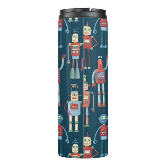 Retro Niedliche Roboter Thermosbecher (Rückseite)