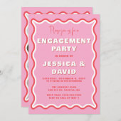 Retro-Niedliche, rosafarbene, rosafarbene Foto-Eng Einladung (Vorne/Hinten)