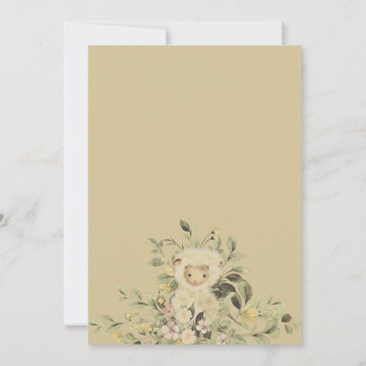 Retro Niedliche Schafspuppe Botanische Babydusche Einladung (Rückseite)