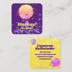 Retro niedliche Springhacke-Häkelhaken Quadratische Visitenkarte