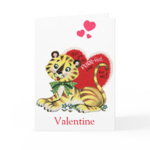 Retro niedliche TigerKittyvalentines-Karte