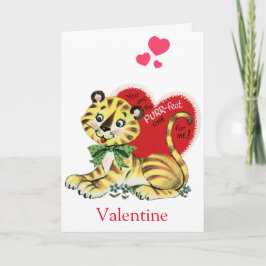 Retro niedliche TigerKittyvalentines-Karte Feiertagskarte