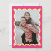 Retro Niedliche Wavy Pink Orange Foto Probe Abende Einladung (Rückseite)