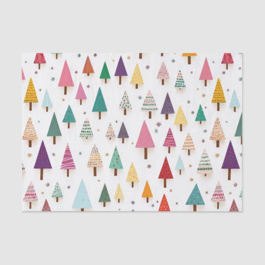 Retro Niedliche Weihnachtsbaumen Tissue Seidenpapier (Vorderseite)