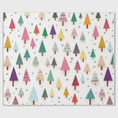 Retro Niedliche Weihnachtsbaumen Umschlagpapier Geschenkpapier (Flach)