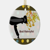 Retro niedlicher bunter Salon-Haar-Stylist Keramik Ornament (Rechts)