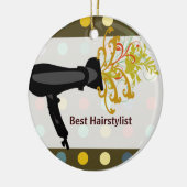 Retro niedlicher bunter Salon-Haar-Stylist Keramik Ornament (Links)