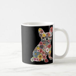 Retro Niedlicher französischer Bulldog floral Hund Kaffeetasse