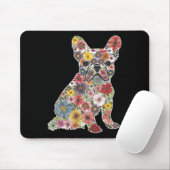 Retro Niedlicher französischer Bulldog floral Hund Mousepad (Mit Mouse)