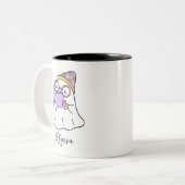 Retro Niedlicher Halloween-Ghost-Tasse Anpassbarer Zweifarbige Tasse (Vorderseite Links)