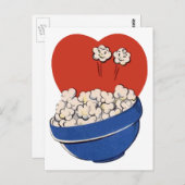 Retro Niedlicher Spaß, Bowl of Popcorn für die Fil Postkarte (Vorne/Hinten)