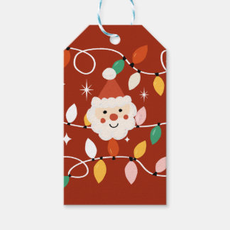 Retro Niedlicher Weihnachtsmann mit leuchtend rot Geschenkanhänger