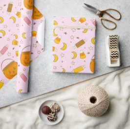 Retro Niedliches Halloween-Party rosa Geschenkpapier