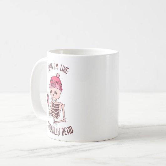 Retro Niedliches Halloween Skelett" Ich bin tot" P Kaffeetasse (Vorderseite Links)