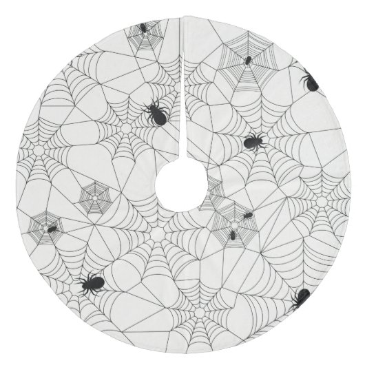 Retro niedliches Halloween-Spinnen-Muster Fleece Weihnachtsbaumdecke (Vorderseite)