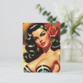 Retro-Niedliches Hot-Pinup Postkarte (Stehend Vorderseite)