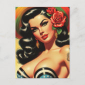 Retro-Niedliches Hot-Pinup Postkarte (Vorderseite)
