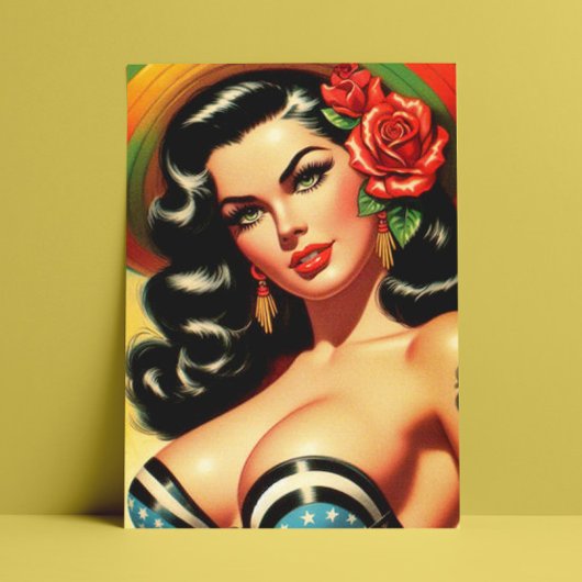 Retro-Niedliches Hot-Pinup Postkarte
