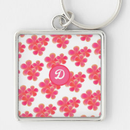 Retro niedliches initiales Monogramm Botanische Bl Schlüsselanhänger