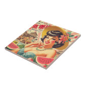 Retro Niedliches japanisches Mädchen Fliese (Seite)