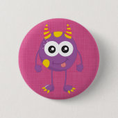 Retro niedliches lila Monster Button (Vorderseite)