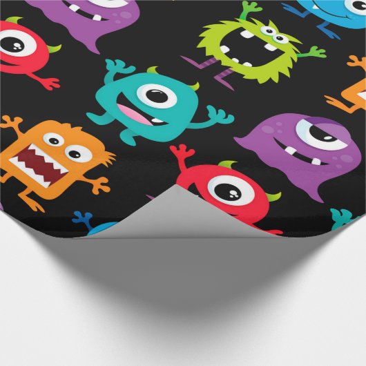 Retro niedliches Monster-Muster Geschenkpapier (Ecke)