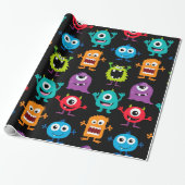 Retro niedliches Monster-Muster Geschenkpapier (Ungerollt)