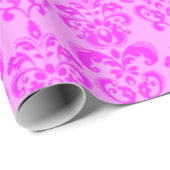 Retro niedliches rosa Damast-Muster Geschenkpapier (Rolleneckpunkt)