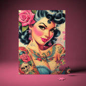 Retro Niedliches tattooides Button Puzzle