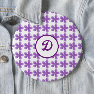 Retro-niedliches Vintages lila Blumenmonogramm Button