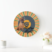 Retro Night Dog Music Große Wanduhr (Zuhause)