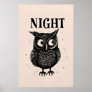 Retro Night Owl Kunstposter - Sofortdownload für Poster