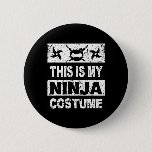 Retro Ninja Kostüm Halloween für junge Kinder Männ Button (Vorderseite)