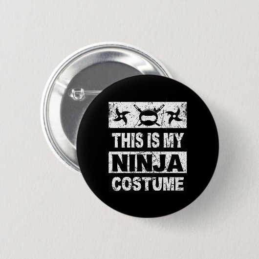 Retro Ninja Kostüm Halloween für junge Kinder Männ Button (Vorne & Hinten)