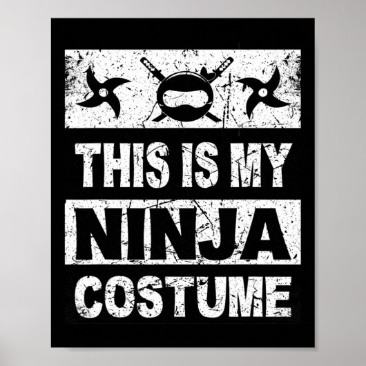 Retro Ninja Kostüm Halloween für junge Kinder Männ Poster (Vorne)