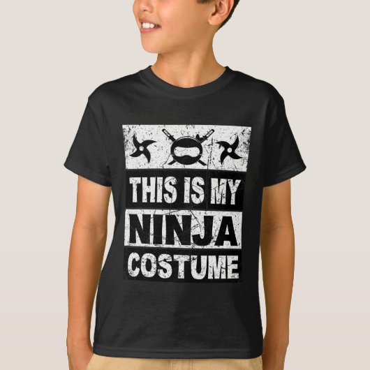 Retro Ninja Kostüm Halloween für junge Kinder Männ T-Shirt (Vorderseite)