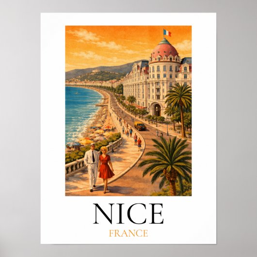 Retro Nizza Côte d’Azur Promenade des Anglais Blic Poster (Vorne)
