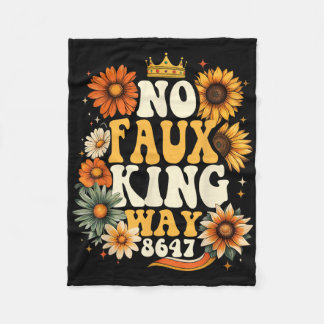 Retro No Faux King Way Funny Retro Sunflower Crown Fleecedecke