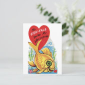 Retro No Fish Tabelle mit Herz Postkarte (Stehend Vorderseite)