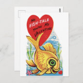 Retro No Fish Tabelle mit Herz Postkarte (Vorne/Hinten)