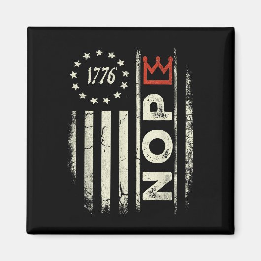 Retro No Kings Protest Sign Vertical American Flag Magnet (Vorne)